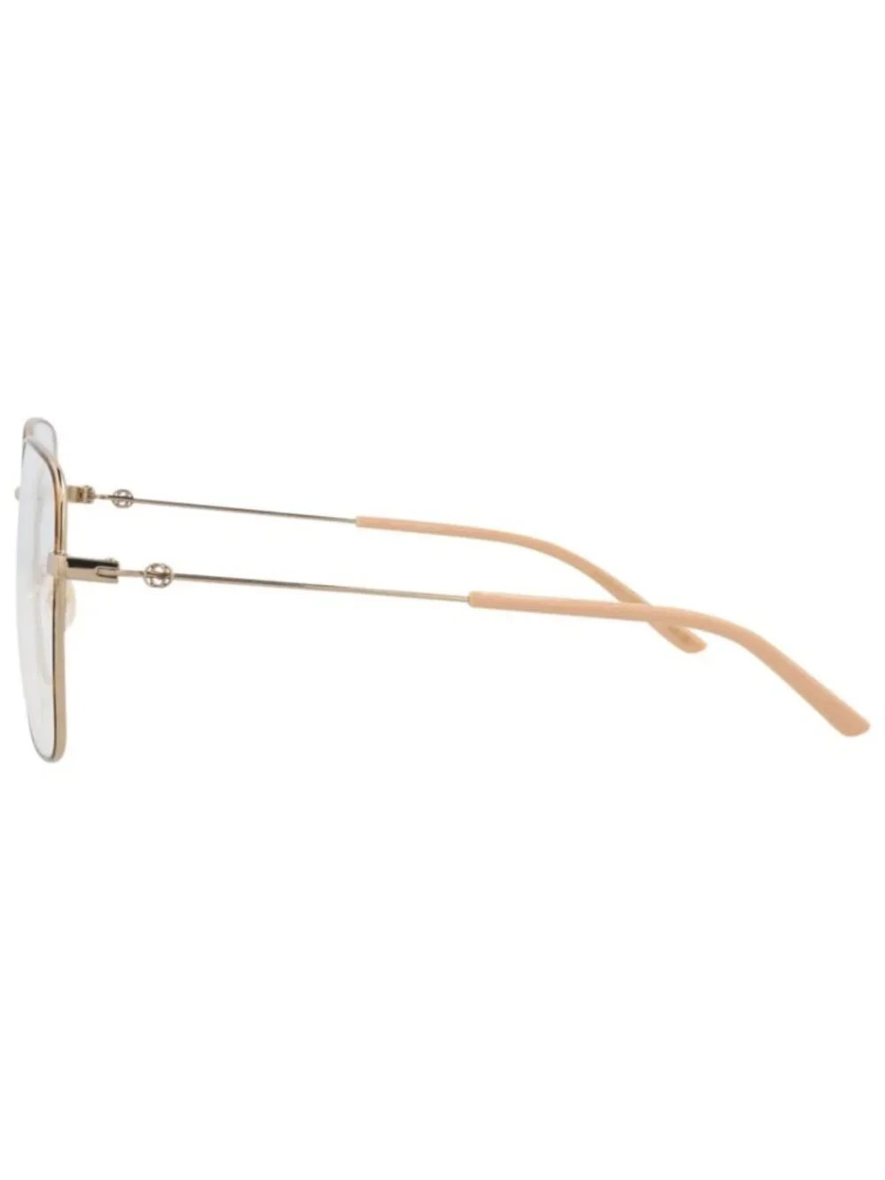 New Gucci Women's Eyeglasses Square Rectangle Metal Frame Gold Gold Transparent